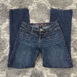 Gap denim girls lowrise jeans size 12   Rainbow stitching. Fits women’s Xs. Refe